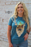 western apparel, western graphic tee, graphic western tees, wholesale clothing, western wholesale, women's western graphic tees, wholesale clothing and jewelry, western boutique clothing, western women's graphic tee, bright buffalo graphic tee, desert buffalo graphic tee, desert scene, buffalo, bright graphic tee, colorful graphic tee, buffalo graphic tee, colorful western graphic tee, western desert graphic tee