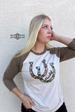 DS Lucky Horseshoe RAGLAN - Dixies Western Wear 