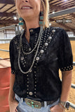 BLACK Vallejo Velvet Button Up - Dixies Western Wear 