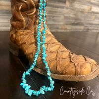 Turquoise Chip Stone Rope Necklace