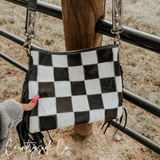 Rodeo Square Cowhide Checkered Purse