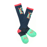 Lucky Clover Steer Head Navy/Pink Performance Socks