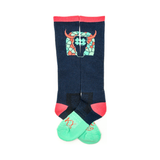 Lucky Clover Steer Head Navy/Pink Performance Socks