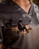 Grey Cowboy Scrub Top - Dixies Western Wear 