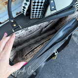 Tinsley Checkered Leather Cowhide Conceal Carry Tote, Computer Bag