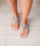 Amare Beaded Sandals in Silver