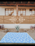 BLUE + IVORY - 6ft x 9ft - RANCH RUGS  -LAJITAS DESIGN-