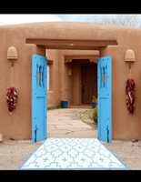 BLUE + IVORY - 6ft x 9ft - RANCH RUGS  -LAJITAS DESIGN-