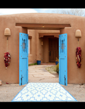 BLUE + IVORY - 6ft x 9ft - RANCH RUGS  -LAJITAS DESIGN-