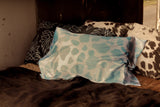 Blue Cow Print Satin Pillow Case