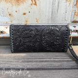 Piper Tooled Leather Wallet Wristlet - Dixies Western Wear 