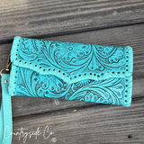 Piper Tooled Leather Wallet Wristlet - Dixies Western Wear 