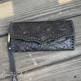 Piper Tooled Leather Wallet Wristlet - Dixies Western Wear 