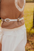The Talia Western Concho Belt in White