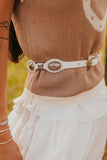 The Talia Western Concho Belt in White