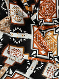 100% Silk Wild Rag Aztec Native tribal inspired pattern of brown, black, and white by Double B Wild Rags