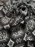 100% Silk Wild Rag Black and White Native tribal inspired neck scarf by Double B Wild Rags