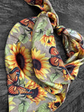 100% Silk Wild Rag Butterflies Sunflowers and Burlap by Double B Wild Rags
