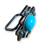 Southwestern Style Cowboy Scarf Slide Keeper with turquoise stone BY Double B Wild Rags - Dixies Western Wear 