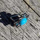 Southwestern Style Cowboy Scarf Slide Keeper with turquoise stone BY Double B Wild Rags - Dixies Western Wear 