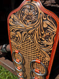 Genuine Western Tooled Leather Wild Rag Scarf Display Holder Keeper a Double B Wild Rags Exclusive