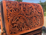 Fully Tooled Western Backpack Genuine Leather Diaper Bag Personal Item carry-on luggage by Double B Wild Rags