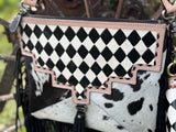 Checkered Black and White Genuine Leather Western Purse by Double B Wild Rags - Dixies Western Wear 