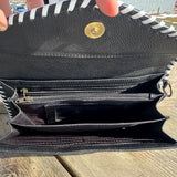 Checkered Black and White Genuine Leather Western Purse, Wallet, OR Clutch by Double B Wild Rags - Dixies Western Wear 