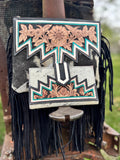 Genuine Western Black Cowhide Leather Fringe Purse and Wallet Set - Dixies Western Wear 