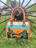 Desert Sunset Western Speedy Leather Purse with optional wallet - Dixies Western Wear 