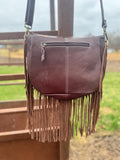 Boho Fringe Checkered Leather Western Purse by Double B - Dixies Western Wear 