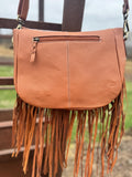 Boho Fringe Checkered Leather Western Purse by Double B - Dixies Western Wear 