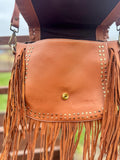 Boho Fringe Checkered Leather Western Purse by Double B - Dixies Western Wear 
