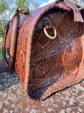 Chestnut Brown Speedy Western Genuine Leather Barrel Bag Purse by Double B