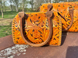 Sorrel Sunset Speedy Western Genuine Leather Barrel Bag Purse by Double B - Dixies Western Wear 