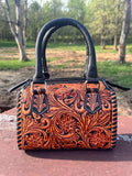 Western Nights Black Speedy Genuine Leather Barrel Bag Purse by Double B - Dixies Western Wear 