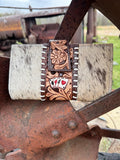 Genuine Western Spotted Cowhide Leather Purse and Wallet with Ace Cards painted details and brown fringe - Dixies Western Wear 
