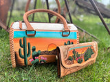 Desert Sunset Western Speedy Leather Purse with optional wallet - Dixies Western Wear 