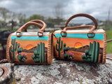 Desert Sunset Western Speedy Leather Purse with optional wallet - Dixies Western Wear 