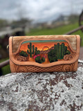 Desert Sunset Western Speedy Leather Purse with optional wallet - Dixies Western Wear 