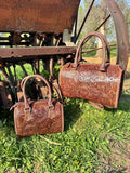 Chestnut Brown Speedy Western Genuine Leather Barrel Bag Purse by Double B - Dixies Western Wear 
