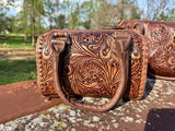 Chestnut Brown Speedy Western Genuine Leather Barrel Bag Purse by Double B - Dixies Western Wear 