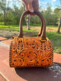 Sorrel Sunset Speedy Western Genuine Leather Barrel Bag Purse by Double B - Dixies Western Wear 