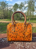 Sorrel Sunset Speedy Western Genuine Leather Barrel Bag Purse by Double B - Dixies Western Wear 