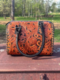 Western Nights Black Speedy Genuine Leather Barrel Bag Purse by Double B - Dixies Western Wear 