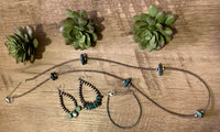 Teardrop turquoise and Sterling Silvers Pearls earrings