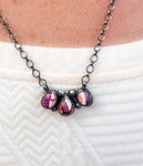 Tia Long Three Stone Pink Dahlia Necklace