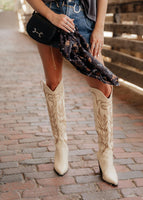 SALE The Out West Tall Cowboy Boot in Cream