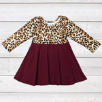 Leopard Maroon Twirly Dress Kids - SALE