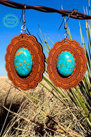 CONCHO LEATHER EARRING